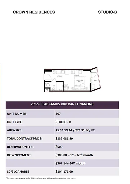 Crown Residences - Studio-B Unit 307